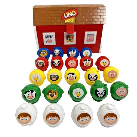Mattel UNO Moo! Learning Matching Animal Farm Game 28 Pieces & Barn Incomplete - Picture 1 of 11